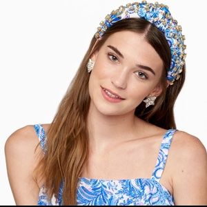 LELE SADOUGHI X LILLY PULITZER BIRD IS THE WORD MULTI CRYSTAL KNOTTED HEADBAND